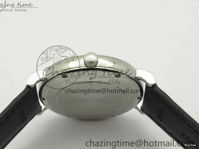 MIROTIME 1228 Portofino Automatic SS FKF 1:1 Best Edition White Dial RG Markers on Black Leather Strap A Stretchable 7141